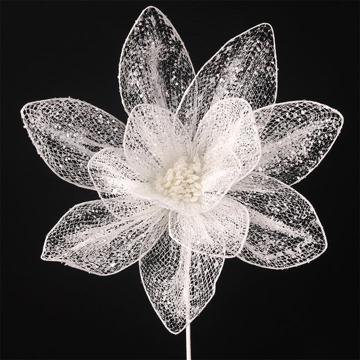 White Organza Poinsettia Stem