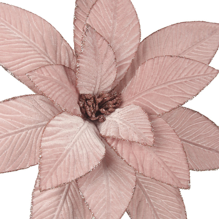 Pink Velour Poinsettia Stem