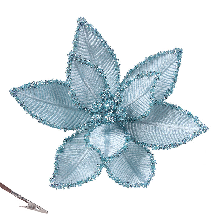 Pale Blue Poinsettia w/ Clip