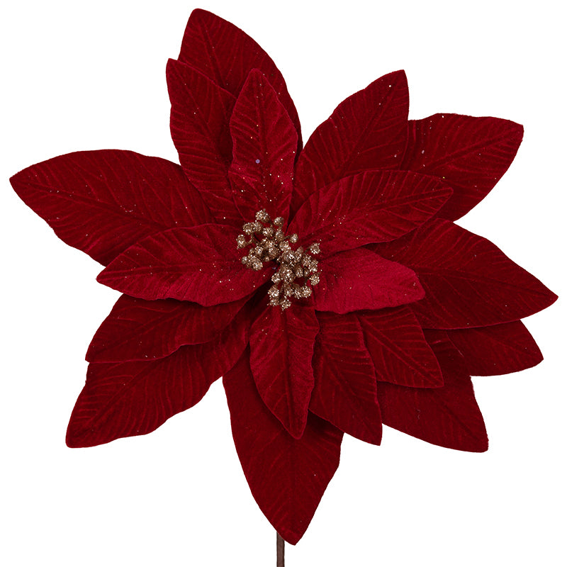 Red Glittered Velvet Poinsettia