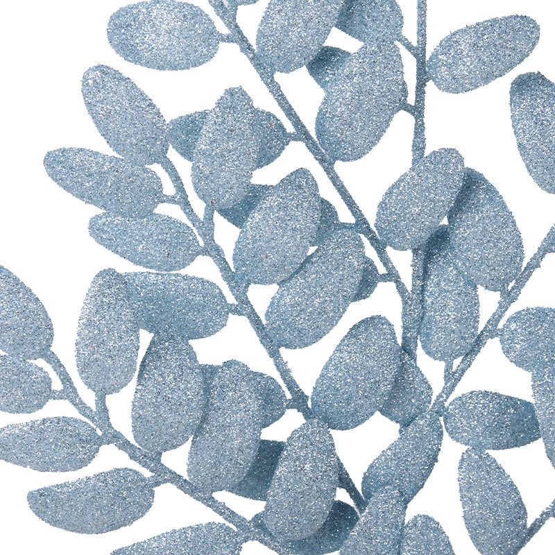 Pale Blue Glitter Leaf