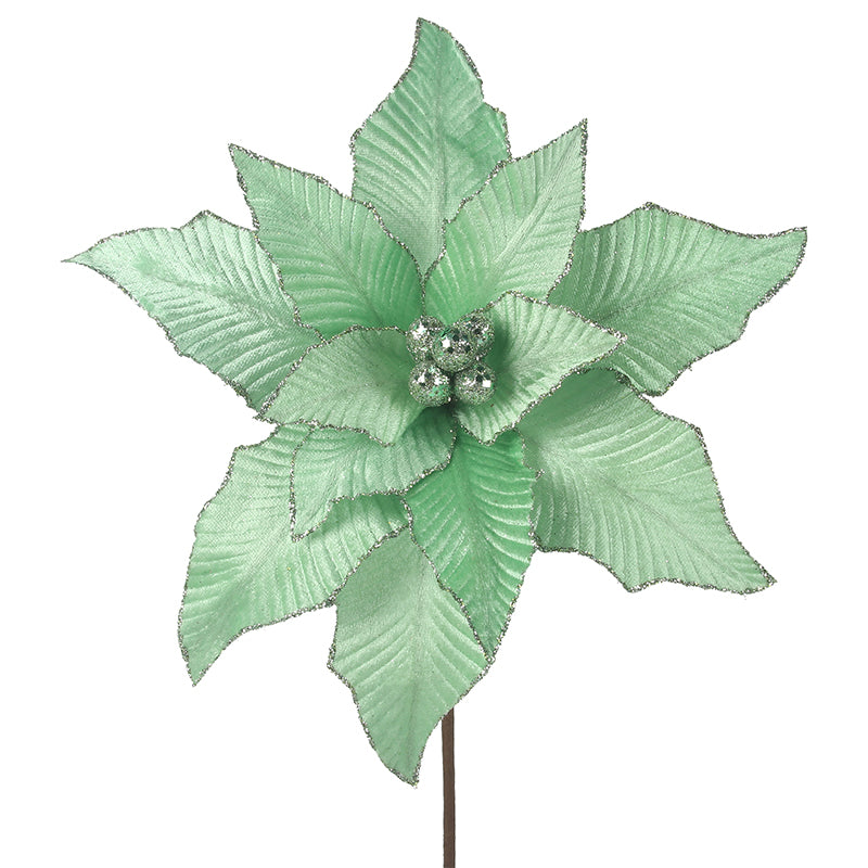 Mint Green Velour Poinsettia