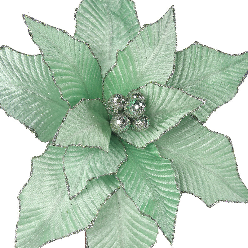 Mint Green Velour Poinsettia