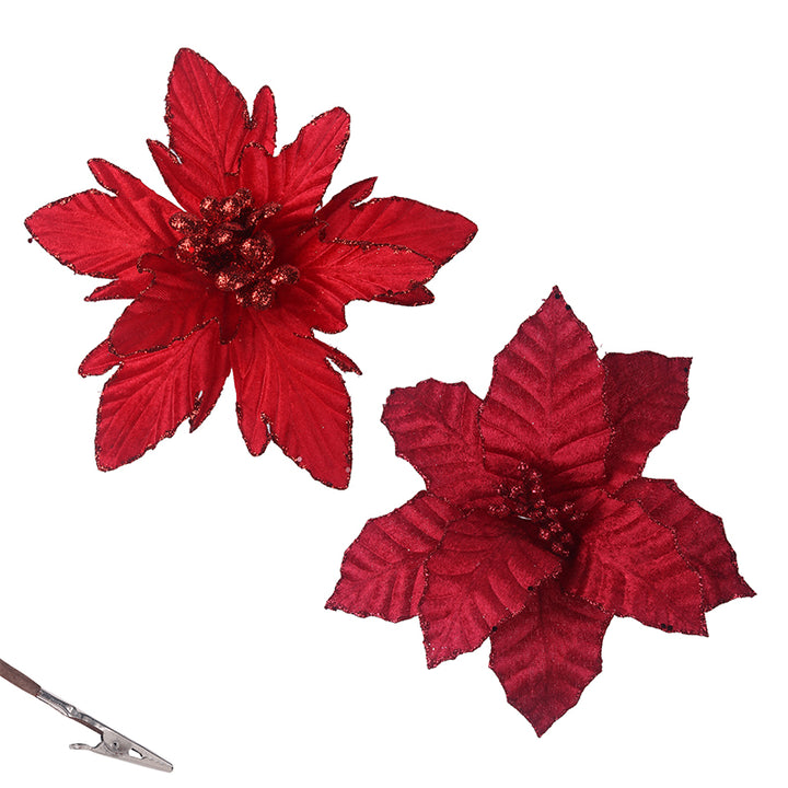 Red Poinsettia w/Clip