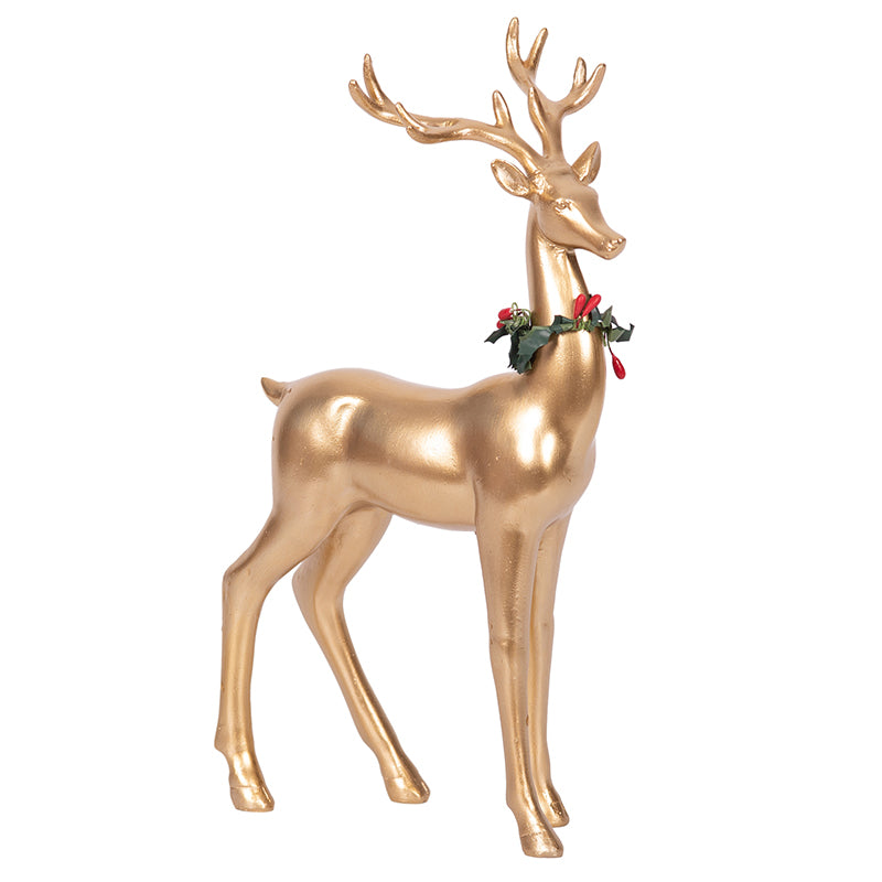Polyresin Gold Standing Reindeer