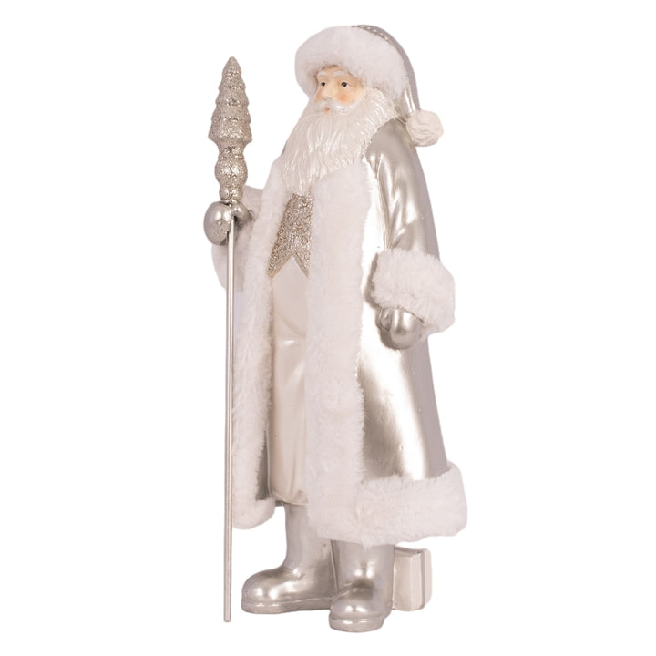 Silver Polyresin Santa