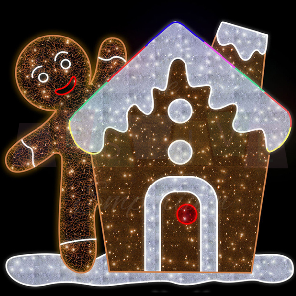 Gingerbread Man & House | Christmas Motif Light