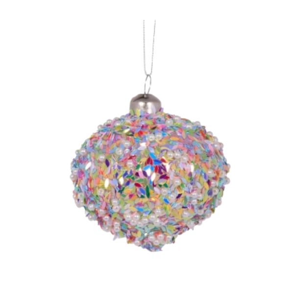 Holly & Ivy | Multi Coloured Beaded Onion Bauble