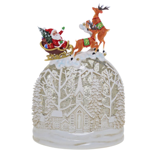 Church Scene Lantern w/ Sleigh