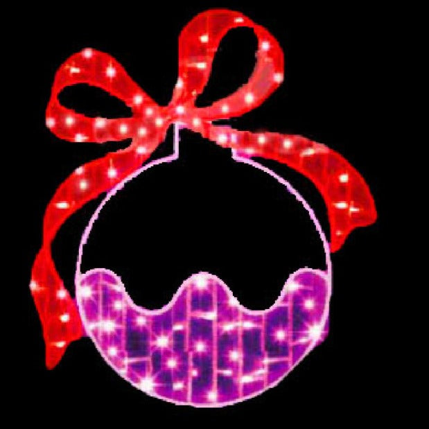 pink bauble red ribbon christmas motif light