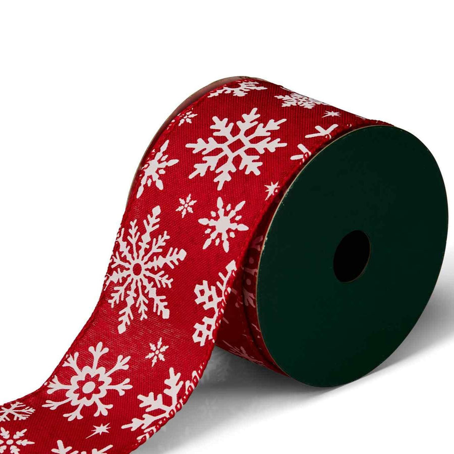 Red Christmas Ribbon with Snowflake - Festive Emporium